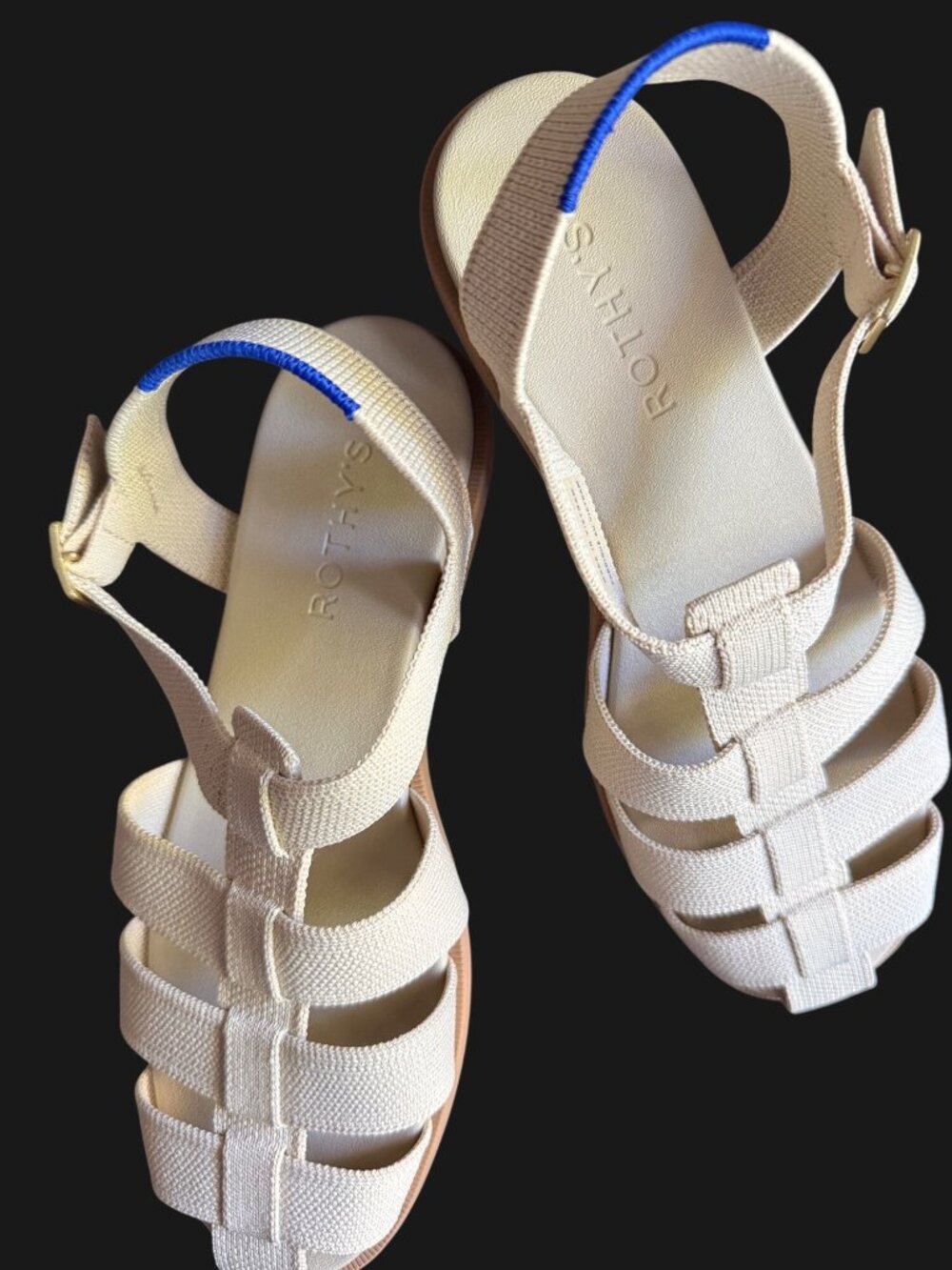 size 8 new Womens Rothy's cream fisherman sandals in "coconut" strappy buckle an - Picture 8 of 11